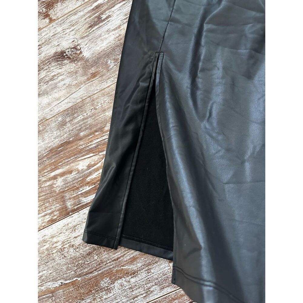 NWT Halara High Waisted Tummy Control 2-in-1 Midi Casual faux Leather Skirt - Picture 8 of 9